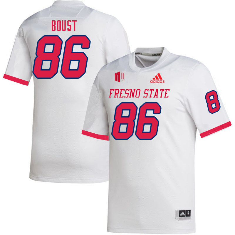 Men #86 Jake Boust Fresno State Bulldogs College Football Jerseys Sale-White - Click Image to Close